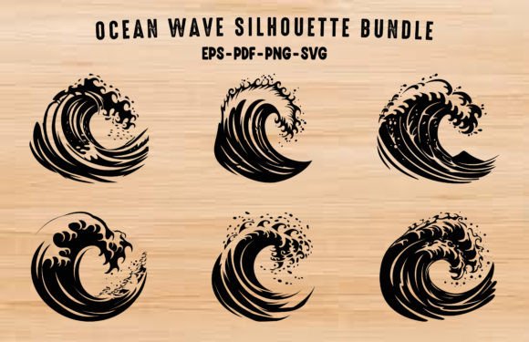 Download Ocean Wave Silhouette Vector Set - Wave Collection