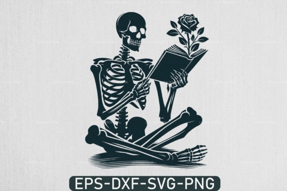 Download A Skeleton Reading Book Svg, Book Lover - Love Collection