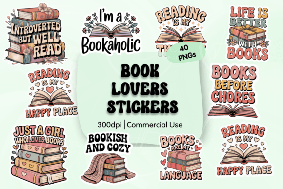Download Book Lover Digital PNG Stickers - Love Collection