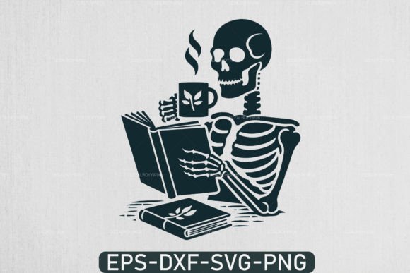 Download A Skeleton Reading Book Svg, Book Lover - Love Collection