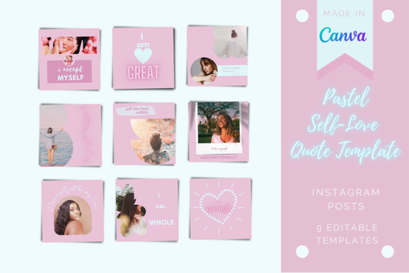 Download Pastel Self-Love Quote IG Post Canva Tem - Love Collection