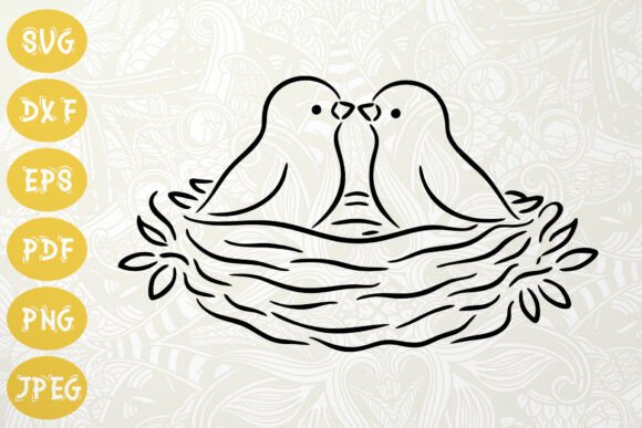 Download Love Birds SVG in Nest Line Art Design - Love Collection