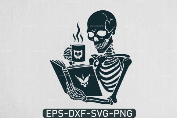 Download A Skeleton Reading Book Svg, Book Lover - Love Collection