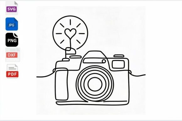 Download Continuous Line Camera Heart Flash SVG - Flash svg Collection